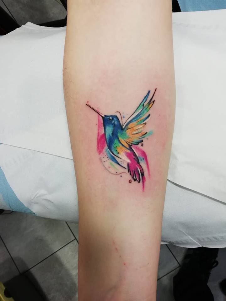 tatouage oiseaux couleurs pastel 85